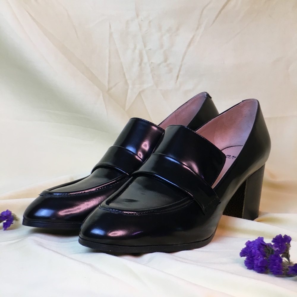 Jill Sander Navy Block Heel Loafer